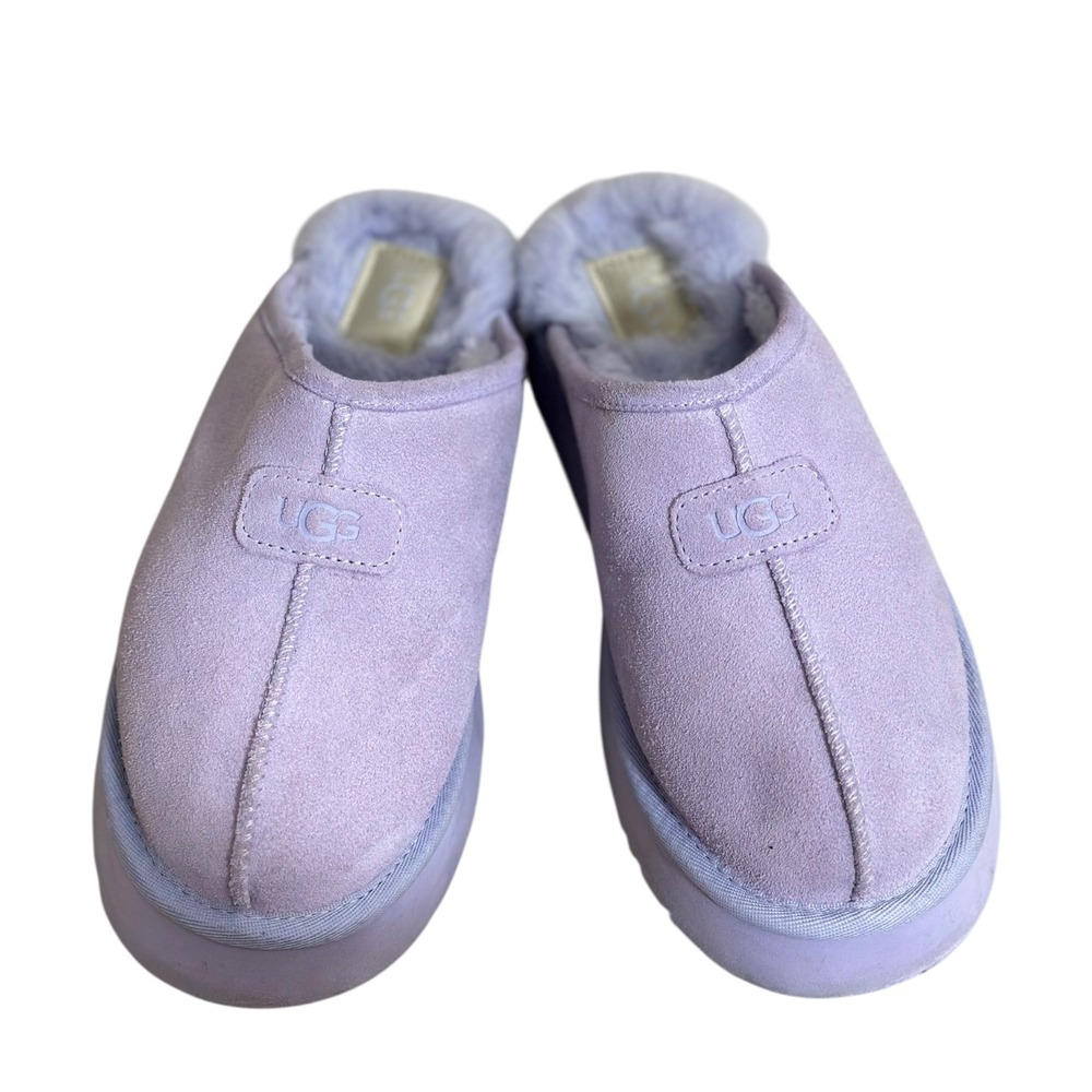 Ugg Disquette Platform Suede Shearling Slippers Lavender Women's Size 7